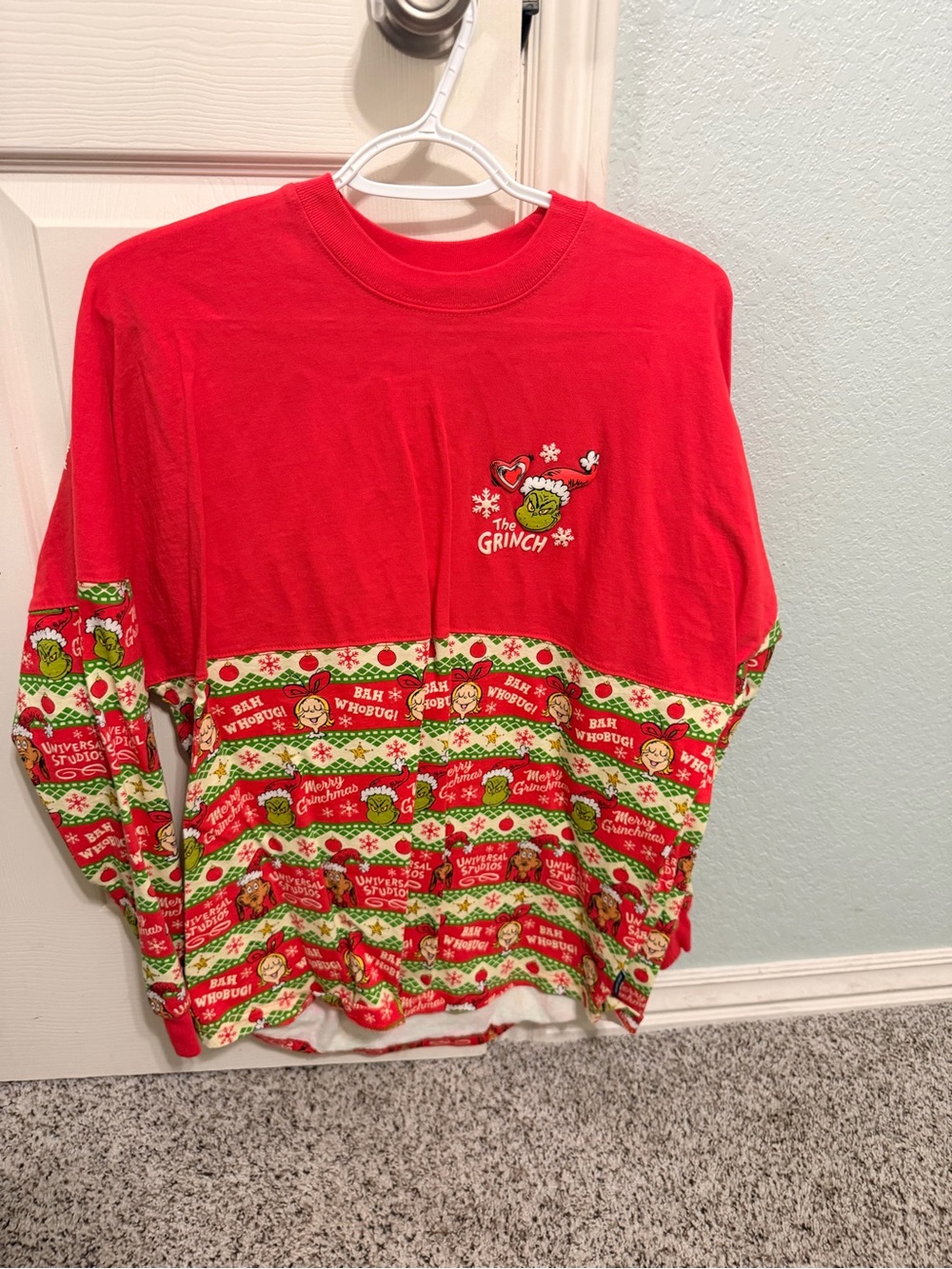 Universal Studios Oversized The Grinch Red & Green Holiday Sweatshirt